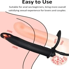 1 pièce Plug anal de pénis avec sangle en silicone, gode vibrant à double pénétration avec anneau de pénis, masseur de plug anal permettant de retarder l'éjaculation, jouets sexuels érotiques pour adultes pour homme femme couple, stimulateur vibrant de point, produits pour adultes