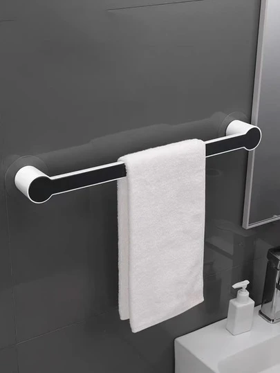 Toallero de baño sin taladro, barra de toallas, barra de pared con ventosa de una sola varilla multifuncional de lujo para una organización estilizada en espacios compactos, fácil de instalar, agarre firme, ideal para uso diario, regalo perfecto para el Día de la Madre, decoración del hogar para la primavera, solución elegante de organización del hogar, mejora el área del mostrador del baño y la ducha, montaje ahorra espacio, acabado duradero, estética moderna para baños acogedores