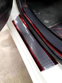 Car Door Sill Anti-scratch Sticker And Car Bumper Anti-collision Sticker With Carbon Fiber Pattern 5*100cm/1 Roll - Red - View 3