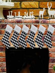 TYFYO 1 chiếc tất Giáng sinh kẻ sọc đen đen, tất ông già Noel, kẹo, túi quà, đồ trang trí treo cây thông Noel, đồ trang trí Giáng sinh cho gia đình, quà tặng Giáng sinh 2023, Giáng sinh - màu đen - Xem 5