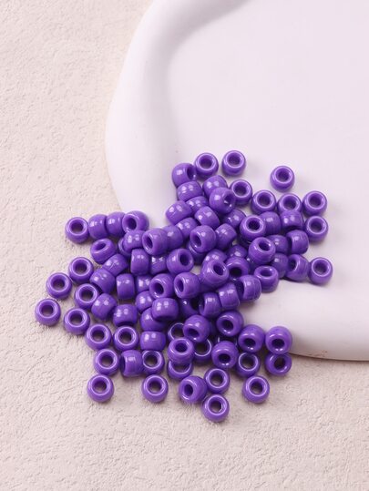 100入紫色光滑圓柱形珠子,適用於髮辮、diy手鏈、項鍊和珠寶製作