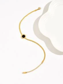 1 szt Modny Cyfra rzymska Złoto Stal Nierdzewna Branzoletka na Kostkę Dla kobiet , Wąż Kość Łańcuch Stopa Biżuteria - Żółte złoto - Zobacz 3