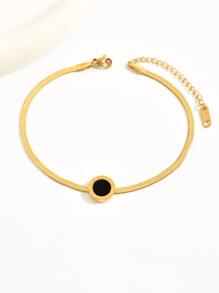 1 szt Modny Cyfra rzymska Złoto Stal Nierdzewna Branzoletka na Kostkę Dla kobiet , Wąż Kość Łańcuch Stopa Biżuteria - Żółte złoto - Zobacz 5