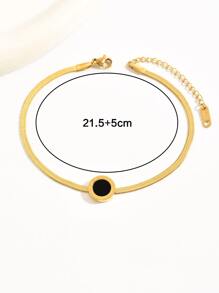 1 szt Modny Cyfra rzymska Złoto Stal Nierdzewna Branzoletka na Kostkę Dla kobiet , Wąż Kość Łańcuch Stopa Biżuteria - Żółte złoto - Zobacz 4