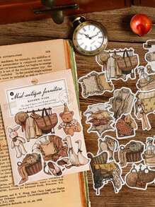 Bộ 40 miếng dán thẩm mỹ cổ điển, miếng dán sổ lưu niệm phong cách retro dễ thương dành cho phụ nữ trưởng thành và thiếu nữ, 20 mẫu thiết kế, 2 miếng mỗi mẫu, tổng cộng 40 miếng, miếng dán vinyl chống thấm nước cho bình nước, máy tính xách tay, ốp điện thoại, cốc, iPad - Nhiều màu - Xem 1