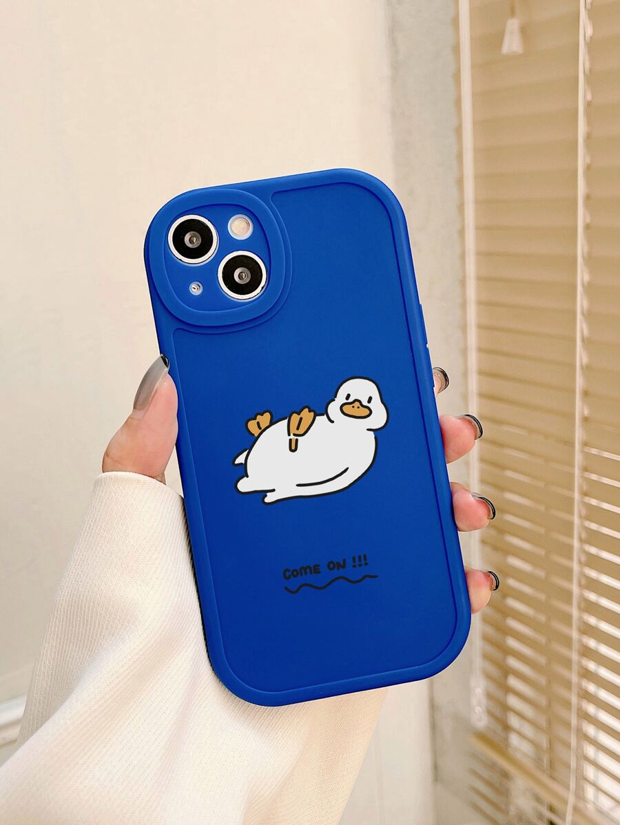 1 件卡通鸭子图案哑光手机壳，适用于 、16、16 Pro Max、16 Pro、16 Plus，白色 - 彩色 - 查看 1
