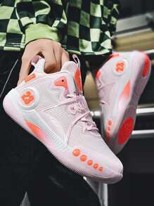 男士陰陽象徵網紗運動&閒暇鞋適合夏天,透氣跑步鞋 - 粉色 - 查看 4