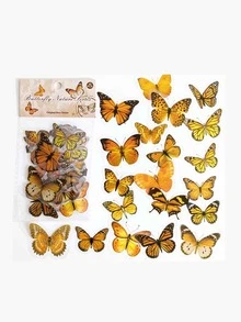 1 Pack Of 40pcs Vintage Butterfly Diy Decorative Stickers - Multicolor - View 5