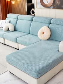 Husa de canapea de culoare solidă 1 bucată, husă de canapea din poliester elastic Jacquard, decorativă, pentru majoritatea canapelelor - Bleu - Vizualizare 2
