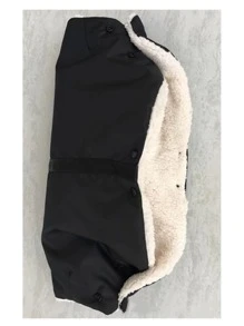 1個嬰兒推車手暖套,防風防寒,帶推車杆,適用於寒冷氣候下的冬季 - 黑色 - 查看 4