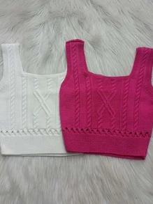 Women Knit Tops - 玫紅色 - 查看 1