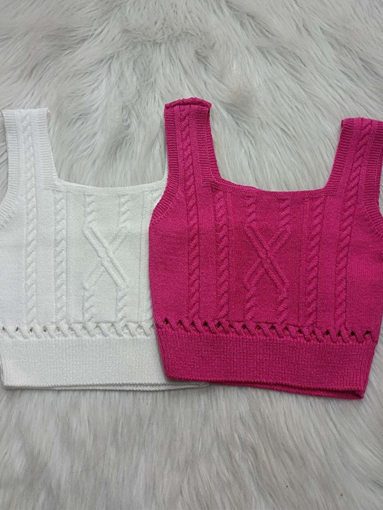 Women Knit Tops - 玫紅色 - 查看 1