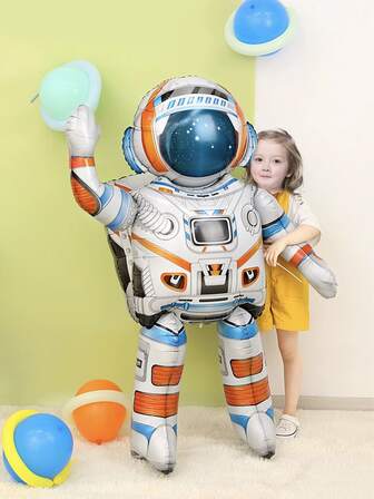 1入組卡通3d太空人形狀氣球