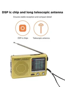 復古便攜式迷你收音機帶充分帶 - 金色 - 查看 4