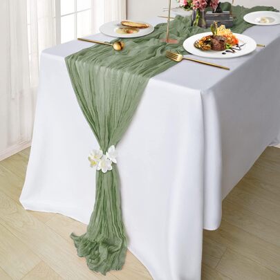 1/2/4/6 حزمة طاولة عداء بوهيمي بطراز بالي بلون الخضرة الفاتحة 35 * 120 بوصة، عداء طاولة شفاف، عداء طاولة شفاف بطراز المزرعة، مفرش طاولة طويل عتيق، مناسب لعيد الميلاد، رأس السنة، الزفاف، حفل استقبال العروس، حفلة عيد الميلاد، العطلات، ديكور طاولة طعام المنزل