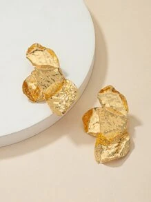 1 Paar europäischer und amerikanischer Stil goldfarbene asymmetrische geometrische Muster Blumen & Blätter Vintage Ohrringe, tolles Geschenk für Frauen zu Valentinstag, Muttertag, Mutter