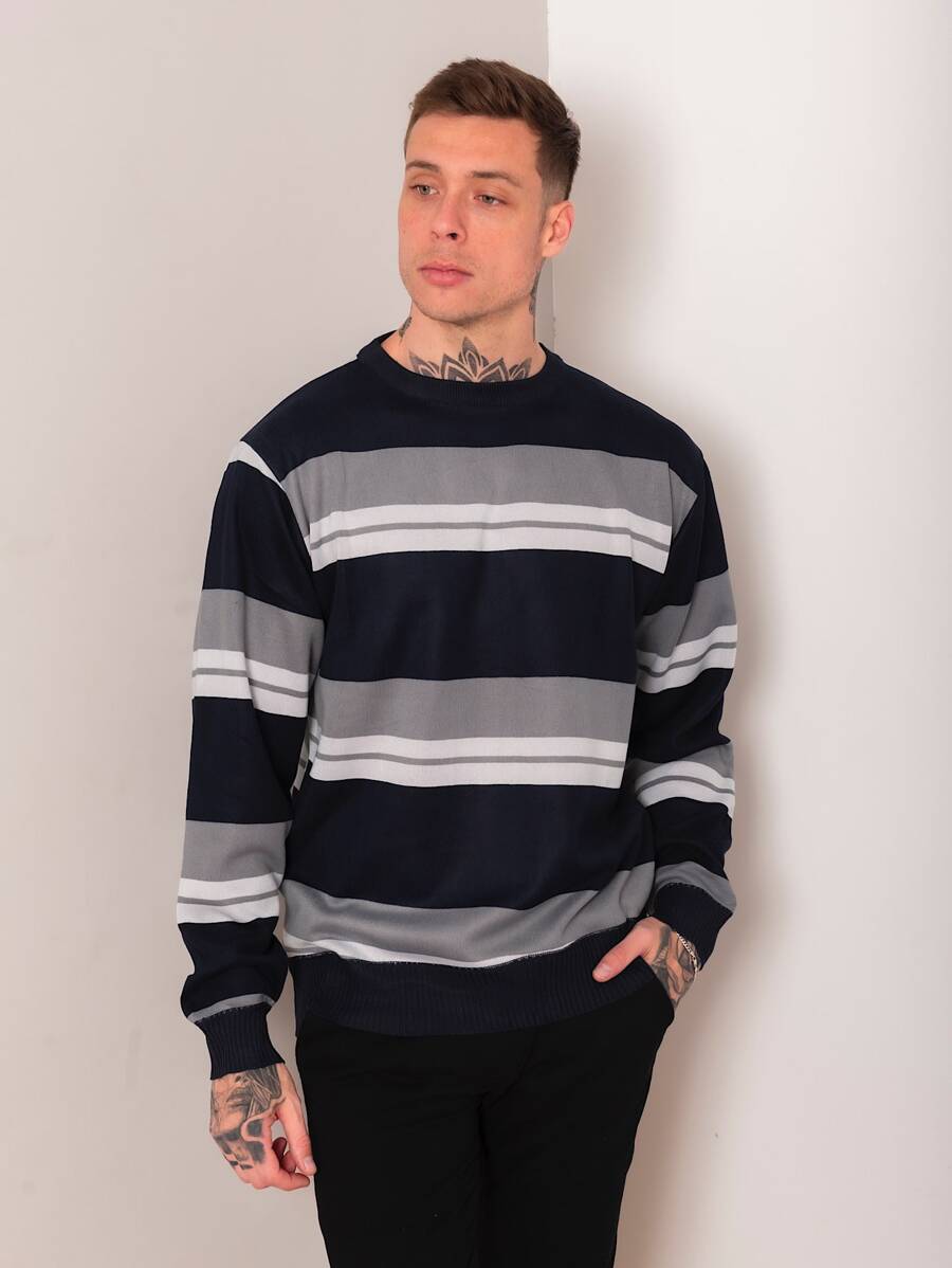 Men Sweaters - Navy Blue - View 1