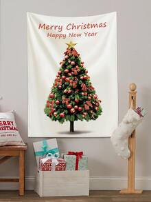 1入組聖誕主題擺氈,適用於臥室、客廳、宿舍掛墻裝飾