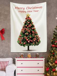 1入組聖誕主題擺氈,適用於臥室、客廳、宿舍掛墻裝飾