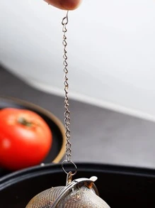 1PC 家用茶球，带链茶叶浸泡器，不锈钢调味球，煮炖调味包，茶球，炖香料茶过滤器，腌制球 - 銀色 - 查看 5