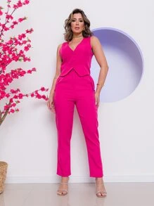Women Two-piece Outfits - Rose Red - View 1