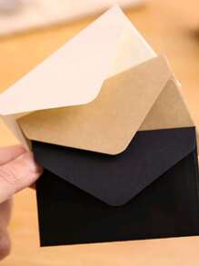 10 Piezas Mini Sobres De Papel De Color Sólido, Sobres Multiusos Simples Para Cartas Y Almacenamiento De Tarjetas De Felicitación - Marrón - Ver 3