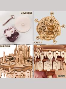 Music Box model kits 3D Wooden Puzzles You are My Sunshine Castle Building Model DIY Crafts Birthday Gift for Girls or Women - Apricot - View 4