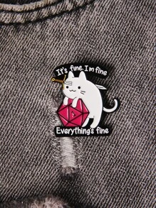 1pc Cute Cat Shaped Brooch Pin For Women - Multicolor - View 5