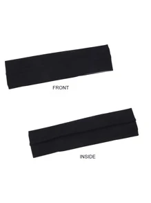 1pc Solid Color Headband, Athletic Yoga Hairband, Sweatband, Durable And Suitable For Daily Use, Black Casual - Black - View 3