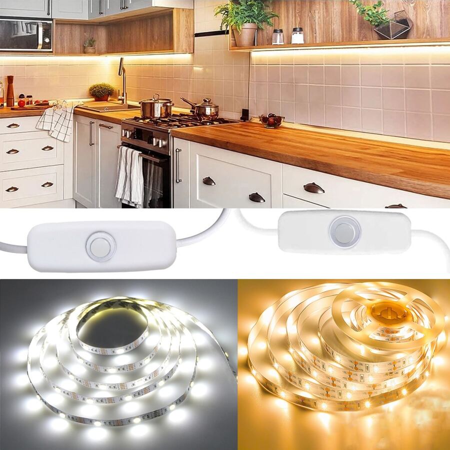 Đèn LED dải 3,28FT ~ 32,8FT 5V Đèn LED dải màu trắng ấm, Đèn USB linh hoạt cho đèn nền TV, phòng ngủ, tủ, nhà bếp, đèn chiếu sáng DIY - Màu vàng - Xem 1