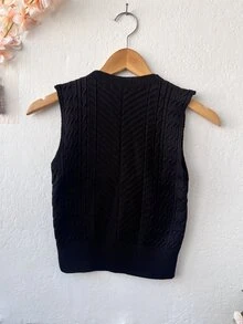 Women Knit Tops - 黑色 - 查看 2