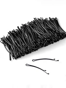 50个/套 女士黑色钢制发夹，弧形，适用于刘海、发际线等。休闲、校园用品、发饰、发卡 - 黑色 - 查看 1