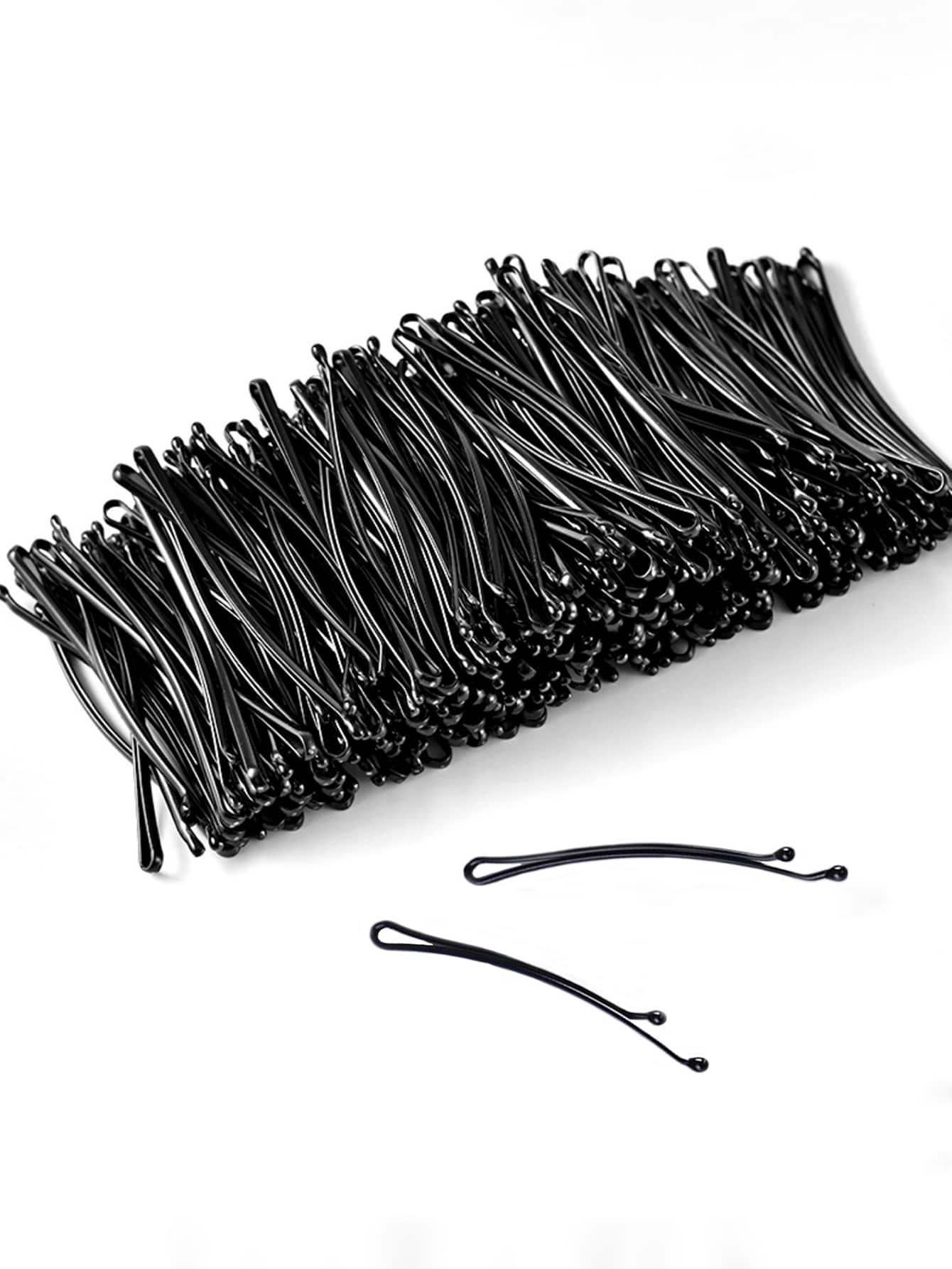 50个/套 女士黑色钢制发夹，弧形，适用于刘海、发际线等。休闲、校园用品、发饰、发卡 - 黑色 - 查看 1