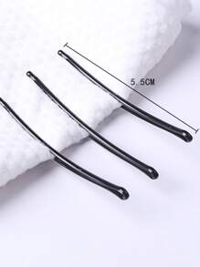 50个/套 女士黑色钢制发夹，弧形，适用于刘海、发际线等。休闲、校园用品、发饰、发卡 - 黑色 - 查看 3