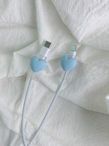 2pcs 3d Heart Shaped Cord Protector - Baby Blue - View 3
