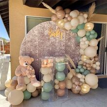 152入組橄欖綠金色氣球花環拱門套裝,叢林動物派對主題生日派對裝飾,橄欖綠金屬光澤咖啡色氣球,用於嬰兒派對婚禮用品(叢林動物派對主題) - 彩色 - 查看 4
