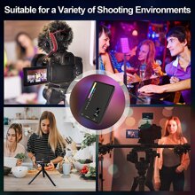LED RGB 相机 Vlogging 灯全彩输出视频灯套件可调光 2500K-9000K 双色面板灯 CRI 95+ 可充电 3100mAh LED 视频灯柔光箱便携式摄影灯冷靴相机视频灯 CRI95 双色可调光 Vlog 灯适用于 DSLR 相机摄像机 Gopro