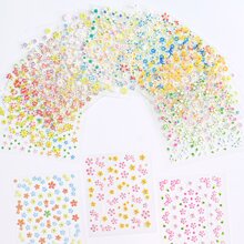 花和鑽石3D美甲貼紙24張/組 500枚自粘式3D美甲貼花，附有不同圖案的花卉藝術設計，可用於DIY美甲設計修飾配件貼紙24張，美麗的花園花卉美甲貼紙 - 彩色 - 查看 8