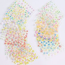 花和鑽石3D美甲貼紙24張/組 500枚自粘式3D美甲貼花，附有不同圖案的花卉藝術設計，可用於DIY美甲設計修飾配件貼紙24張，美麗的花園花卉美甲貼紙 - 彩色 - 查看 5