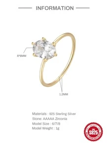 1PC S925 Sterling Silver Luxry Ring For Woman Wedding Jewelry Fine Ring Engagement Bridal Jewelry - gold size 7 - View 8