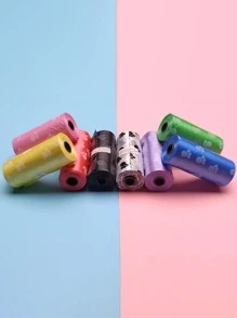 8入組足印圖案寵物糞便袋,用於清理狗屎 - 彩色 - 查看 3