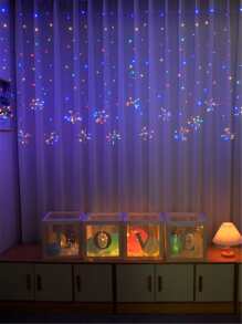 1pc 200LED 2m*1m Small Flower Curtain String Lights, Suitable For Indoor Decoration, Room, Bedroom, All Season Fairy Lights, Holiday Gift Lights - Multicolor - View 2