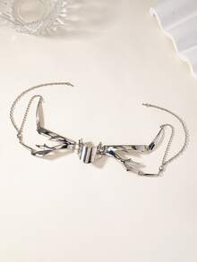 1pc Cyberpunk Style Mechanical Alien Face Body Chain For Women, Great Gift For Festival - Silver - View 2