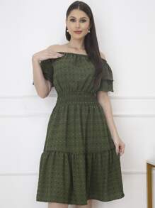 Vestido Com Manga Tecido Chiffon Pipoca