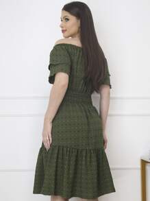 Vestido Com Manga Tecido Chiffon Pipoca