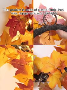1入組40cm高人造楓葉led燈花圈,適合於豐收派對,農場門口懸掛,門廊和通道牆壁裝飾,主題農家餐廳,日常聚會,以及主題酒店床頭櫃的秋季掛飾 - 彩色 - 查看 7