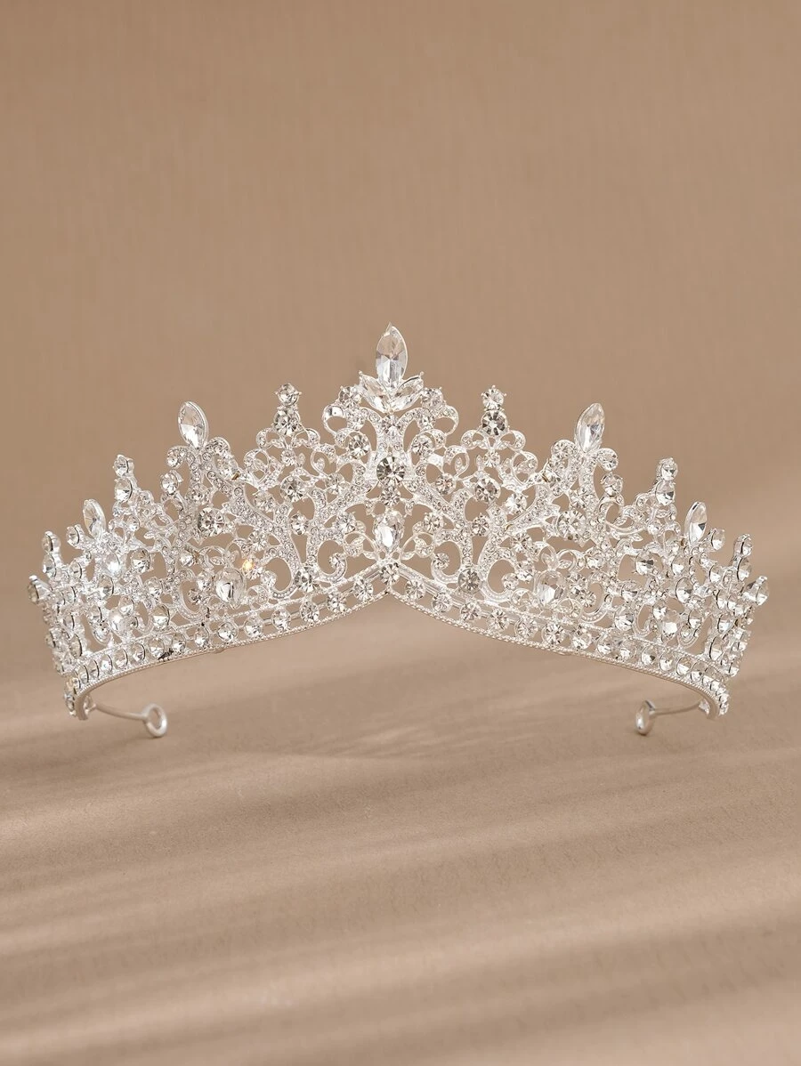 1 Peça Coroa de Casamento Estilo Barroco, Tiara de Noiva de Luxo com Strass, Acessórios de Coroa de Noiva Clássica Europeia e Americana para o Dia dos Namorados