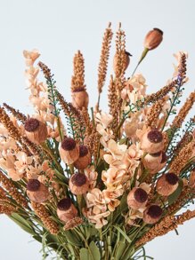 1 Bouquet Artificial Poppy Fruit And Ear Of Wheat Mixed Bunch, Perfect For Wedding Opening Ceremony Decoration, Autumn Home Living Room Dining Room Decor, Country Style, Valentine Day, Gift Gifts Birthday Graduation Home Decor Back To School School Supplies
