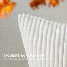 Trắng Thẳng Gối ném Che phủ , Hình vuông Nắp đệm , Mùa Xuân Và Mùa Đông Ngày lễ Nhà  Gối Đồ trang trí , Mềm mại Và Thoải mái Vải to sợi Ngô Sọc Chất vải , Hiện đại Trang trí Sofa , Gia đình Phòng ngủ , Ký túc xá Sử dụng - trắng - Xem 6