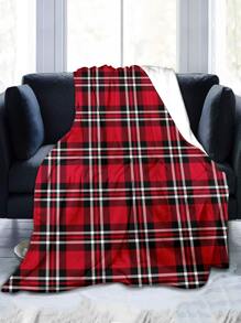 Flannel Digital Printed Soft Skin-friendly Multicolored Plaid Blanket, Multifunctional Small Blanket - Red - View 4